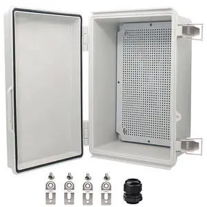 Waterproof Electrical Box, IP67 Junction Box Stainless Steel Latch Hinged Grey Cover Project Enclosure with Wall Bracket 11.1"x7.5"x5.5" Waterproof Electrical Box, IP67 Junction Box Stainless Steel Latch Hinged Grey Cover Project Enclosure with Wall Bracket 11.1"x7.5"x5.5"