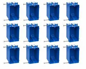 12-Pack 20 Cu in Single Gang Electrical Outlet Boxes, Carlon B120A PVC New Work Nail-On Plastic Electrical Box, UL Listed for New Construction 12-Pack 20 Cu in Single Gang Electrical Outlet Boxes, Carlon B120A PVC New Work Nail-On Plastic Electrical Box, UL Listed for New Construction