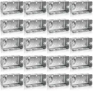 20 Pack Metal Electrical Box, 4" x 2" Utility Electrical Box, 1-7/8" Depth Handy Box, Raised Ground,13 Cu. in. Capacity Square Electrical Junction Box, Galvanized Steel 20 Pack Metal Electrical Box, 4" x 2" Utility Electrical Box, 1-7/8" Depth Handy Box, Raised Ground,13 Cu. in. Capacity Square Electrical Junction Box, Galvanized Steel