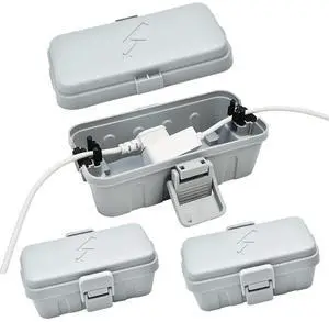 3PCS Small Weatherproof Electrical Connection Box(Inner 5.5x3x2.2inch),Outdoor Electrical Box,Waterproof Extension Cord Covers for Plug, Extension Cables, Holiday Lights,Grey 3PCS Small Weatherproof Electrical Connection Box(Inner 5.5x3x2.2inch),Outdoor Electrical Box,Waterproof Extension Cord Covers for Plug, Extension Cables, Holiday Lights,Grey