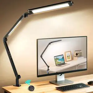 LED Desk Lamp with Clamp, Adjustable Dual Light & Remote Control, Puzzle Light for Table No Glare, 4 Color Modes with Wireless Remote for Home Office & Study LED Desk Lamp with Clamp, Adjustable Dual Light & Remote Control, Puzzle Light for Table No Glare, 4 Color Modes with Wireless Remote for Home Office & Study