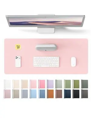 Leather Desk Protector, Office Mat, Large Mouse Mat, Non-Slip PU Leather Blotter, Laptop Pad, Waterproof Writing Pad for Office and Home (Light Pink, 23.6" x 13.8") Leather Desk Protector, Office Mat, Large Mouse Mat, Non-Slip PU Leather Blotter, Laptop Pad, Waterproof Writing Pad for Office and Home (Light Pink, 23.6" x 13.8")
