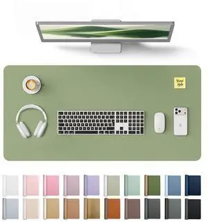 Leather Desk Protector, Office Mat, Large Mouse Mat, Non-Slip PU Leather Blotter, Laptop Desk Mat, Waterproof Writing Pad for Office and Home (Bamboo Green, 31.5" x 15.8") Leather Desk Protector, Office Mat, Large Mouse Mat, Non-Slip PU Leather Blotter, Laptop Desk Mat, Waterproof Writing Pad for Office and Home (Bamboo Green, 31.5" x 15.8")