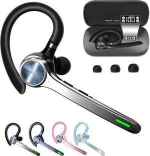 Bluetooth Headset, Wireless Bluetooth Earpiece with 500mAh Charging Case 72 Hours Talking Time Built-in Microphone for iOS Android Cell Phone, V5.1 Hand-Free Headphones for Trucker, Office Bluetooth Headset, Wireless Bluetooth Earpiece with 500mAh Charging Case 72 Hours Talking Time Built-in Microphone for iOS Android Cell Phone, V5.1 Hand-Free Headphones for Trucker, Office
