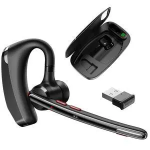 Bluetooth Headset V5.3, Wireless Headset with Dual Noise-Canceling Mics, Portable Charging Case, 300H Standby Time, Hands Free Headphones for PC/Cell Phones, Trucker/Office/Work Bluetooth Headset V5.3, Wireless Headset with Dual Noise-Canceling Mics, Portable Charging Case, 300H Standby Time, Hands Free Headphones for PC/Cell Phones, Trucker/Office/Work