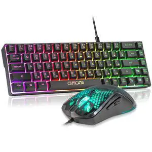 60% Gaming Keyboard and Mouse Combo, 68 Keys Wired LED RGB Backlit Black Gaming Keyboard and RGB Backlit Mouse, Small Light up Keyboard for PC Xbox PS4 (Black) 60% Gaming Keyboard and Mouse Combo, 68 Keys Wired LED RGB Backlit Black Gaming Keyboard and RGB Backlit Mouse, Small Light up Keyboard for PC Xbox PS4 (Black)