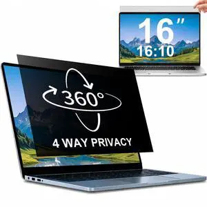 4-way 360°Laptop Privacy Screen Filter 16 Inch 16:10 Ratio, Anti GlareBlue Light Filter, Removable Privacy Screen Protector for Laptop Monitor, Compatible with HP Dell Acer Lenovo Samsung ASUS Toshiba 4-way 360°Laptop Privacy Screen Filter 16 Inch 16:10 Ratio, Anti GlareBlue Light Filter, Removable Privacy Screen Protector for Laptop Monitor, Compatible with HP Dell Acer Lenovo Samsung ASUS Toshiba