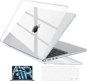 Case Compatible with MacBook Air 13 inch M5 2026-2022 Release M4 M3 M2 A3449 A3240 A3113 A2681, Hard Shell&Keyboard Skin Cover&Screen Protector for Mac Air 13.6 inch, Gloss Clear Case Compatible with MacBook Air 13 inch M5 2026-2022 Release M4 M3 M2 A3449 A3240 A3113 A2681, Hard Shell&Keyboard Skin Cover&Screen Protector for Mac Air 13.6 inch, Gloss Clear