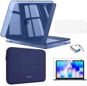 for MacBook Neo Case 13 inch 2026 Model A3404 with A18 Pro chip, Hard Shell Case & Sleeve Bag & Type C & Keyboard Skin & Screen Film Laptop Accessories, Crystal Indigo for MacBook Neo Case 13 inch 2026 Model A3404 with A18 Pro chip, Hard Shell Case & Sleeve Bag & Type C & Keyboard Skin & Screen Film Laptop Accessories, Crystal Indigo
