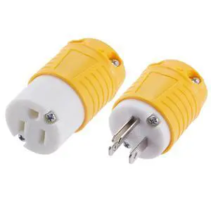 Extension Cord Ends Male and Female 1 Set, 15 Amp 125 Volt NEMA 5-15 Heavy Duty Replacement Plug and Connector Set, 2P 3W Industrial Grade 3-Prong Straight Blade Grounding Type, ETL Listed Extension Cord Ends Male and Female 1 Set, 15 Amp 125 Volt NEMA 5-15 Heavy Duty Replacement Plug and Connector Set, 2P 3W Industrial Grade 3-Prong Straight Blade Grounding Type, ETL Listed