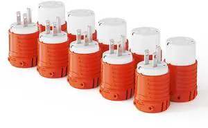 Extension Cord Ends Male and Female, Replacement Plug & Connector Set, 3 Prong, 15Amp, 125Volt, NEMA 5-15P & NEMA 5-15R, ETL Listed, 5 Set, Orange Extension Cord Ends Male and Female, Replacement Plug & Connector Set, 3 Prong, 15Amp, 125Volt, NEMA 5-15P & NEMA 5-15R, ETL Listed, 5 Set, Orange