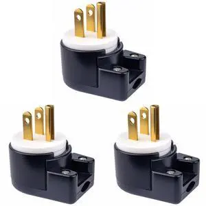Nema 5-15P 15AMP 125Volt AC Plug,USA Canada Male DIY Rewirable Male Plug,12 Directions Adjustable Assembly 90 Degree AC Connector (3PACK) Nema 5-15P 15AMP 125Volt AC Plug,USA Canada Male DIY Rewirable Male Plug,12 Directions Adjustable Assembly 90 Degree AC Connector (3PACK)