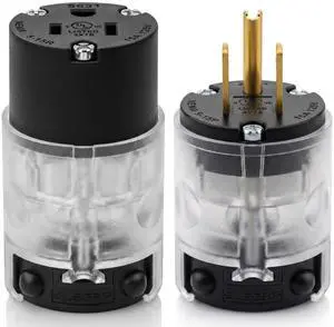 Lighted Plug and Connector Set, Straight Blade Cord End Replacement, 15 Amp 125Volt, NEMA 5-15P & NEMA 5-15R, 2 Pole 3Wire Grounding, Black, 1 Set Lighted Plug and Connector Set, Straight Blade Cord End Replacement, 15 Amp 125Volt, NEMA 5-15P & NEMA 5-15R, 2 Pole 3Wire Grounding, Black, 1 Set