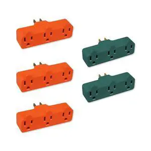 3-Prong 3-Outlet Extender Adapter, Heavy Duty Triple Grounding Outlet. 5 Pack 3-Prong 3-Outlet Extender Adapter, Heavy Duty Triple Grounding Outlet. 5 Pack