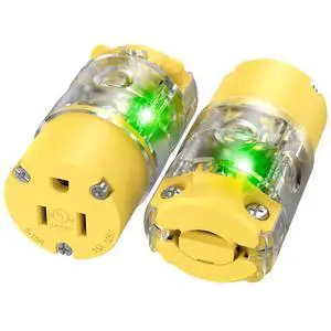 110V Female Plugs Receptacles Illuminated Electrical Outlets Drop Cord Extension Cord Replacement Ends with Green Neon Light NEMA 5-15R 15 Amp 120 Volt UL Listed 2-Pack 110V Female Plugs Receptacles Illuminated Electrical Outlets Drop Cord Extension Cord Replacement Ends with Green Neon Light NEMA 5-15R 15 Amp 120 Volt UL Listed 2-Pack