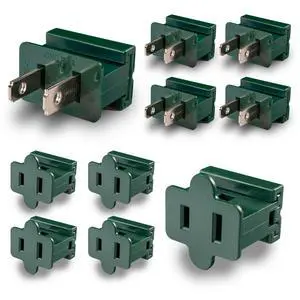 Green SPT-1 Vampire Plug Combo Pack | Male & Female Slip-On Connectors for Zip Cords, UL Listed, 125V/8A, Indoor/Outdoor Use (10) Green SPT-1 Vampire Plug Combo Pack | Male & Female Slip-On Connectors for Zip Cords, UL Listed, 125V/8A, Indoor/Outdoor Use (10)