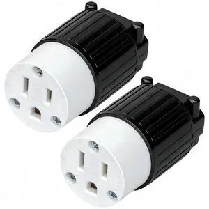 Nema 5-15R Female Connector, ETL Verified 15AMP/125VOLT,15A Straight Receptacle, 3-Prong Connector, 15A AC Industrial Grade Cord Socket (Black &White, 2) Nema 5-15R Female Connector, ETL Verified 15AMP/125VOLT,15A Straight Receptacle, 3-Prong Connector, 15A AC Industrial Grade Cord Socket (Black &White, 2)