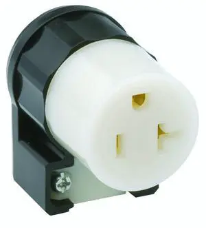 20 Amp, 125Volt, Connector, Industrial Grade, Straight Blade, Grounding, Angle, 5369-CA, Black-White 20 Amp, 125Volt, Connector, Industrial Grade, Straight Blade, Grounding, Angle, 5369-CA, Black-White