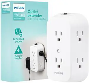 6-Outlet Extender, Grounded Wall Tap, Reset Button, Circuit Breaker, Adapter Spaced Outlets, 3-Prong, Multiple Plug, Quick and Easy Install, Cruise Essentials, ETL Listed, White, SPS1460WA/37 6-Outlet Extender, Grounded Wall Tap, Reset Button, Circuit Breaker, Adapter Spaced Outlets, 3-Prong, Multiple Plug, Quick and Easy Install, Cruise Essentials, ETL Listed, White, SPS1460WA/37