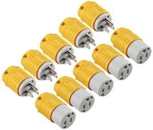 Extension Cord Ends Male and Female, 15 Amp 125 Volt Heavy Duty Replacement Plug & Connector Set, Straight Blade Plugs Grounding Type/ETL Listed (5 Set) Extension Cord Ends Male and Female, 15 Amp 125 Volt Heavy Duty Replacement Plug & Connector Set, Straight Blade Plugs Grounding Type/ETL Listed (5 Set)