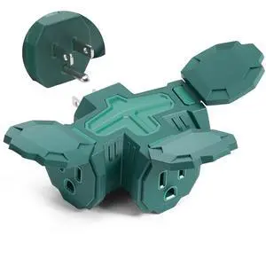 Indoor Outdoor 3 Way Plug Outlet Wall Splitter Adapter with Safe Cover, Weatherproof Heavy Duty Electrical 15A Wall Multi Plug Outlet Extender for Holiday Decorations, Garden, Garage, Patio,Home-Green Indoor Outdoor 3 Way Plug Outlet Wall Splitter Adapter with Safe Cover, Weatherproof Heavy Duty Electrical 15A Wall Multi Plug Outlet Extender for Holiday Decorations, Garden, Garage, Patio,Home-Green