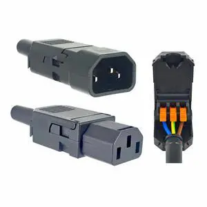 Rewireable IEC 320 C13 C14 Plug Receptor - Tool-Free DIY Connector for PDU/UPS/PC | 10A 120V Rewireable IEC 320 C13 C14 Plug Receptor - Tool-Free DIY Connector for PDU/UPS/PC | 10A 120V
