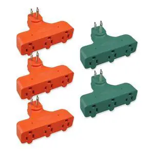 3-Prong 3-Outlet Extender Adapter, Heavy Duty Triple Grounding Outlet, 5 Pack 3-Prong 3-Outlet Extender Adapter, Heavy Duty Triple Grounding Outlet, 5 Pack