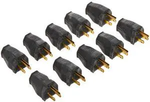 2-Pole 3-Wire Grounding Plug, 10 Pack, 3W101-E, Black 2-Pole 3-Wire Grounding Plug, 10 Pack, 3W101-E, Black