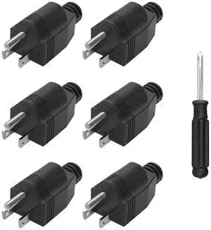 3 Prong Replacement Plug, 6 Pack Extension Cord Ends with 1 Screwdriver 3 Prong Replacement Plug, 6 Pack Extension Cord Ends with 1 Screwdriver