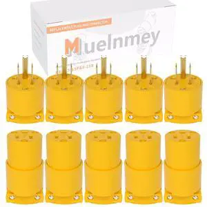 Extension Cord Ends Male and Female Electrical Replacement Plug & Connector NEMA 5-15P & 5-15R 15A 125V Yellow Shell 2Pole 3Wire Straight Blade Plug Grounding Type.5 Set Extension Cord Ends Male and Female Electrical Replacement Plug & Connector NEMA 5-15P & 5-15R 15A 125V Yellow Shell 2Pole 3Wire Straight Blade Plug Grounding Type.5 Set