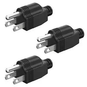 NEMA 5-15P Electrical Replacement Plugs End, Extension Cord Ends 125V 15A 2Pole 3Wire Male PlugGround Neutral Generator Plug3 Prong Power Replacement Type (3) NEMA 5-15P Electrical Replacement Plugs End, Extension Cord Ends 125V 15A 2Pole 3Wire Male PlugGround Neutral Generator Plug3 Prong Power Replacement Type (3)