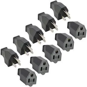 Straight Blade Plug Extension Cord Ends 15A 125V, 3Wire Male Plug and Female Connector Straight Blade Plug Replacement Electrical Extension Cord End(5 Pack) Straight Blade Plug Extension Cord Ends 15A 125V, 3Wire Male Plug and Female Connector Straight Blade Plug Replacement Electrical Extension Cord End(5 Pack)