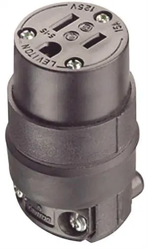 15 Amp, 125 Volt, Cord Outlet, Rubber, Grounding, 515CR, Black 15 Amp, 125 Volt, Cord Outlet, Rubber, Grounding, 515CR, Black