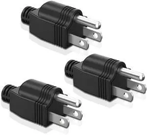 3Pack Straight Blade Plug, 2 Pole 3 Wire Grounding Plug Male Extension Cord Replacement Electrical Plugs Connectors End Black 125V 15A 3Pack Straight Blade Plug, 2 Pole 3 Wire Grounding Plug Male Extension Cord Replacement Electrical Plugs Connectors End Black 125V 15A