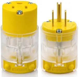 Lighted Plug and Connector Set, Straight Blade Cord End Replacement, 15 Amp 125Volt, NEMA 5-15P & NEMA 5-15R, 2 Pole 3Wire Grounding, Yellow, 1 Set Lighted Plug and Connector Set, Straight Blade Cord End Replacement, 15 Amp 125Volt, NEMA 5-15P & NEMA 5-15R, 2 Pole 3Wire Grounding, Yellow, 1 Set