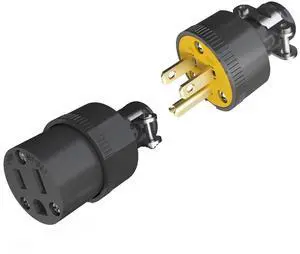 Electrical Replacement Plug & Connector Set, Extension Cord Ends Male and Female Black Shell, 15A 125V 3-Prong Straight Blade Plug Grounding Type, NEMA 5-15P & 5-15R, UL Listed, 1 Set Electrical Replacement Plug & Connector Set, Extension Cord Ends Male and Female Black Shell, 15A 125V 3-Prong Straight Blade Plug Grounding Type, NEMA 5-15P & 5-15R, UL Listed, 1 Set