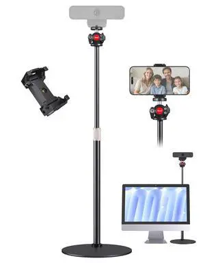 Webcam Stand for Desk, Raise Height Desktop Stand with Adjustment, 360°Rotatable Ballhead Desktop Tripod for Live Streaming/Video Calling with 1/4" Thread Webcam Stand for Desk, Raise Height Desktop Stand with Adjustment, 360°Rotatable Ballhead Desktop Tripod for Live Streaming/Video Calling with 1/4" Thread
