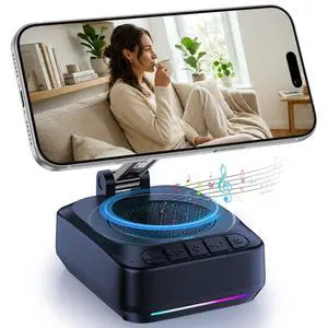 Phone Stand With Bluetooth Speaker, Adjustable Cell Phone Holder For Magsafe, Stereo Sound Bluetooth Speaker With RGB, Built-In Mic For iPhone/Android/Samsung Galaxy, Gifts for Men Women (Blue) Phone Stand With Bluetooth Speaker, Adjustable Cell Phone Holder For Magsafe, Stereo Sound Bluetooth Speaker With RGB, Built-In Mic For iPhone/Android/Samsung Galaxy, Gifts for Men Women (Blue)
