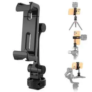 Universal Cell Phone Stand Holder with Cold Shoe, 1/4" Thread, 360° Swivel, 180° Tilt, 3 Axis Tripod Mount Adapter Compatible with iPhone Android Samsung Camera Cage Top Handle, PA154 Universal Cell Phone Stand Holder with Cold Shoe, 1/4" Thread, 360° Swivel, 180° Tilt, 3 Axis Tripod Mount Adapter Compatible with iPhone Android Samsung Camera Cage Top Handle, PA154