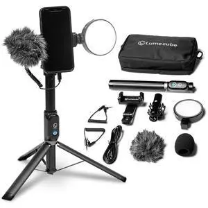 Content Kit 2.0 - Portable Selfie Phone Grip with Adjustable Tripod Stand, LED Light & Built-in Audio Mic - Selfie Mobile Lighting Kit for Creators Content Kit 2.0 - Portable Selfie Phone Grip with Adjustable Tripod Stand, LED Light & Built-in Audio Mic - Selfie Mobile Lighting Kit for Creators
