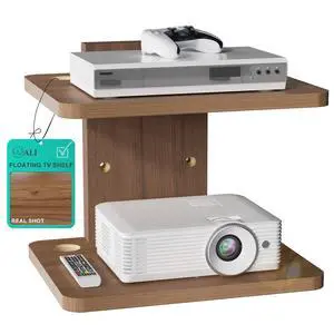 Floating TV Shelf, 2 Tier Projector Shelf for DVD Players, Routers, Game Consoles, Cable Boxes, Living Room Decor Accessories, Wall Mount Shelves Holds Up to 22lbs (CS202N), 2-Shelf, Walnut Brown Floating TV Shelf, 2 Tier Projector Shelf for DVD Players, Routers, Game Consoles, Cable Boxes, Living Room Decor Accessories, Wall Mount Shelves Holds Up to 22lbs (CS202N), 2-Shelf, Walnut Brown