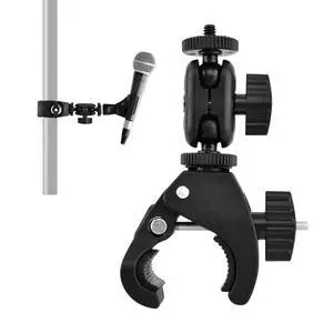 Mic Crab Clamp, Microphone Mount with Double Ball Head Adjustment 1/4" to 5/8" Copper Screw, Fits Most Mic Stand, Studio Recording, Drum Stand, Desktop Shelf(COLOR:black) Mic Crab Clamp, Microphone Mount with Double Ball Head Adjustment 1/4" to 5/8" Copper Screw, Fits Most Mic Stand, Studio Recording, Drum Stand, Desktop Shelf(COLOR:black)