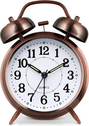 Loud Alarm Clock for Heavy Sleepers Adults, Metal 4 Inches Twin Bell Battery Operated Alarm Clocks for Bedrooms Decoration, Silent Non-Ticking, Back-to-School Gift (Red Brown) Loud Alarm Clock for Heavy Sleepers Adults, Metal 4 Inches Twin Bell Battery Operated Alarm Clocks for Bedrooms Decoration, Silent Non-Ticking, Back-to-School Gift (Red Brown)