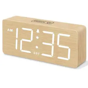 Wooden Digital Alarm Clock for Bedroom - Desk Clocks for Living Room with Large Numbers, Dimmer, Loud Alarm for Heavy Sleepers with Volume Control, DST, Office Wood Decor (Plug in Clock) Wooden Digital Alarm Clock for Bedroom - Desk Clocks for Living Room with Large Numbers, Dimmer, Loud Alarm for Heavy Sleepers with Volume Control, DST, Office Wood Decor (Plug in Clock)