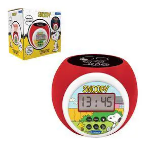 Peanuts Snoopy Projector Alarm Clock with Star Projection, Night Light Timer, Snooze Function, Blue Backlit LCD Display, Red/White, RL977PN Peanuts Snoopy Projector Alarm Clock with Star Projection, Night Light Timer, Snooze Function, Blue Backlit LCD Display, Red/White, RL977PN