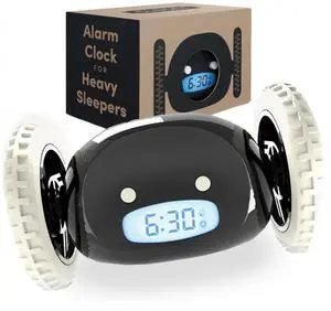 Alarm Clock on Wheels Loud Rolling Alarm Clock for Heavy Sleepers | Runaway Clock that Jumps & Runs to Wake You Up | Funny Unique Gift for Adults, Teens & Kids Bedrooms (Black) Alarm Clock on Wheels Loud Rolling Alarm Clock for Heavy Sleepers | Runaway Clock that Jumps & Runs to Wake You Up | Funny Unique Gift for Adults, Teens & Kids Bedrooms (Black)