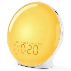 Full-Screen Wake Up Light Sunrise Alarm Clocks for Bedrooms, White Noise Machine for Heavy Sleepers, 25 Natural Sounds, Dual Alarms, FM Radio, 17 Dimmable Colors, Bluetooth Speaker Full-Screen Wake Up Light Sunrise Alarm Clocks for Bedrooms, White Noise Machine for Heavy Sleepers, 25 Natural Sounds, Dual Alarms, FM Radio, 17 Dimmable Colors, Bluetooth Speaker