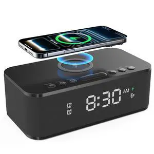 Alarm Clocks for Bedrooms, Wireless Charger, Bluetooth Speaker, White Noise Machine, Digital Clock with Dual Alarm, Dimmable Display, USB Charging Port, Black Alarm Clocks for Bedrooms, Wireless Charger, Bluetooth Speaker, White Noise Machine, Digital Clock with Dual Alarm, Dimmable Display, USB Charging Port, Black