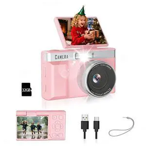 Kids Digital Camera with 180° Flip Screen, 32GB Memory Card Digital Cameras,1080P HD Point and Shoot Digital Cameras, Built in Educational Games,Ideal Gifts for Kids Boys Girls(Pink) Kids Digital Camera with 180° Flip Screen, 32GB Memory Card Digital Cameras,1080P HD Point and Shoot Digital Cameras, Built in Educational Games,Ideal Gifts for Kids Boys Girls(Pink)