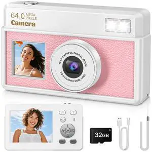 4K UHD Digital Camera, 64MP Autofocus Camera with 32GB SD Card, Mini Vintage Digital Camera with 2.8" Large Screen and 18X Digital Zoom, Cameras for Photography, Suitable for Kids, Adults, Beginners 4K UHD Digital Camera, 64MP Autofocus Camera with 32GB SD Card, Mini Vintage Digital Camera with 2.8" Large Screen and 18X Digital Zoom, Cameras for Photography, Suitable for Kids, Adults, Beginners